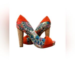 Desigual NWT Heel PCS Unique Floral Orange/Multi Coloured Size 40
